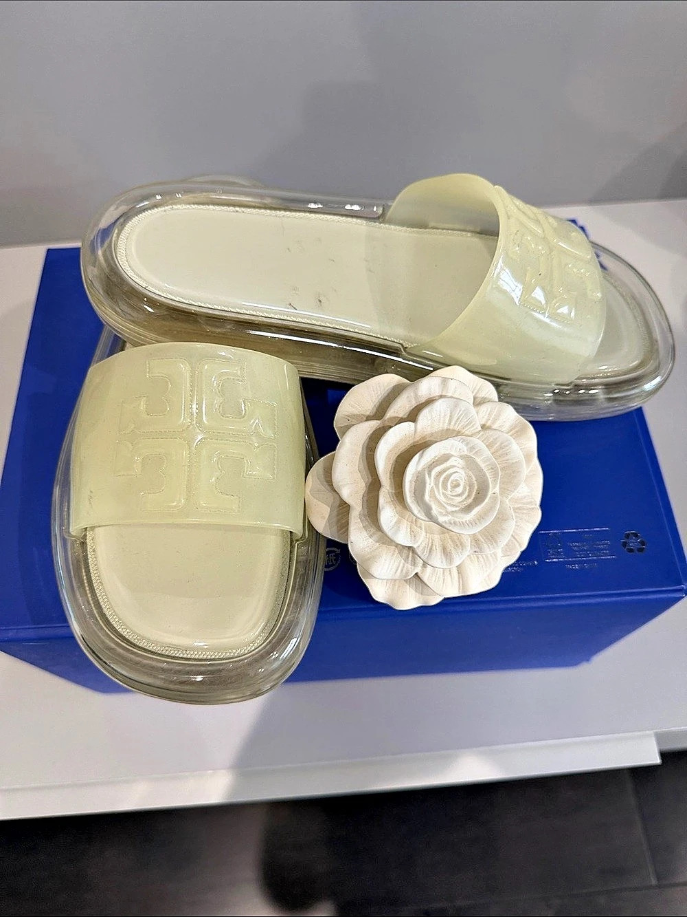 Tory Burch Bubble Jelly Slide Cream Sandals